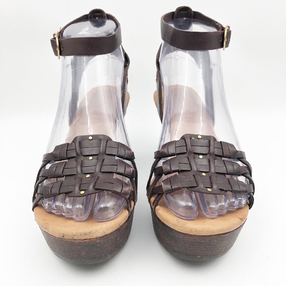 UGG Farrah Y2K Platform Wedge Brown Strappy Sandals Womens 6 - Picture 2 of 11